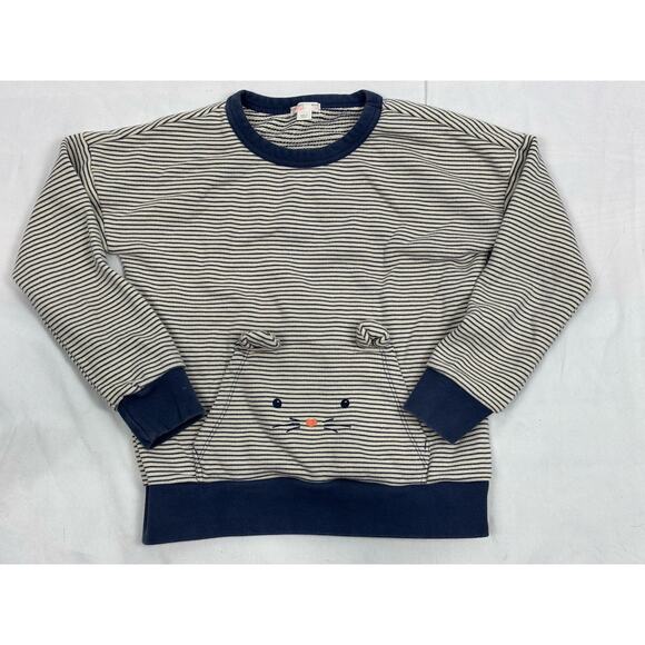 Crewcuts Everyday Navy White Stripe Bunny Face Sweatshirt Size 10 - Picture 1 of 6